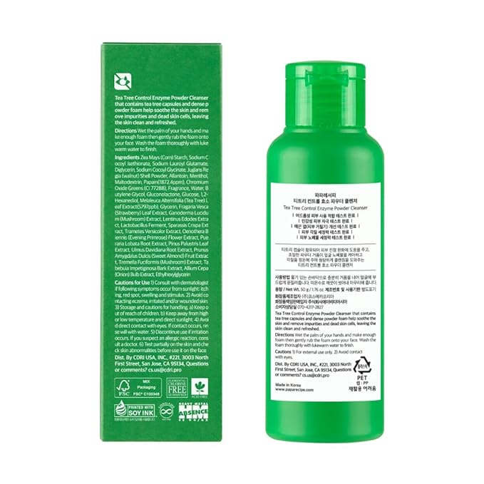 Papa Recipe Tea Tree Enzyme Powder Cleanser – Gentle Exfoliating Facial Wash for Sensitive Skin – Low pH Korean Skincare Face Wash for Clearer, Calmer Skin