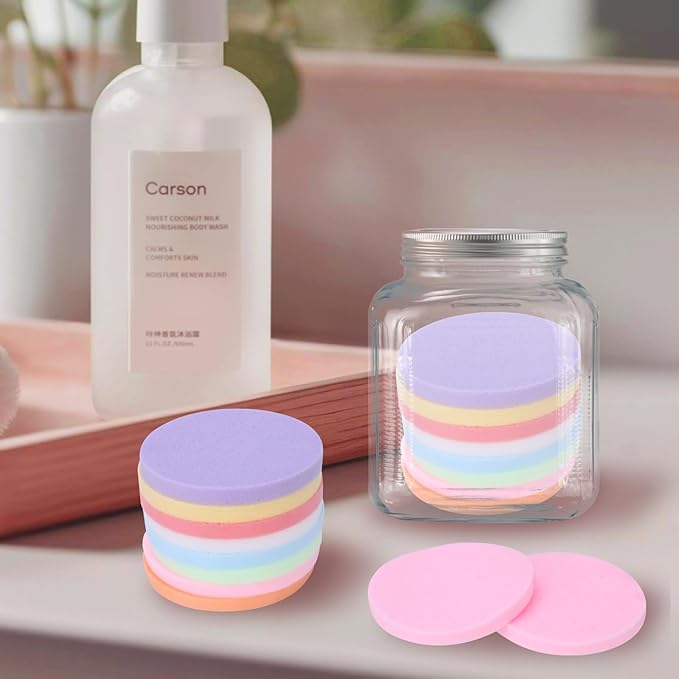 1080 Pcs Compressed Facial Sponges for Makeup Removal & Exfoliating | Premium Face Cleansing Sponge Pads for Women & Girls Soft Wash Round Sponge Spa & Daily Use，8 Colors