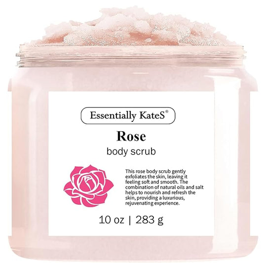 Rose Body & Foot Scrub 10 oz - a gentle and enjoyable exfoliating experience, leaving your skin feeling smooth - The best stocking stuffer.