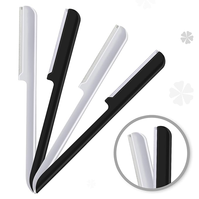 10 Pieces Eyebrow Razor for Women Facial Shaver Razor Brow Shaper Eyebrow Trimmer Dermaplaner Shaping Tool with Cover (Silver, Black)