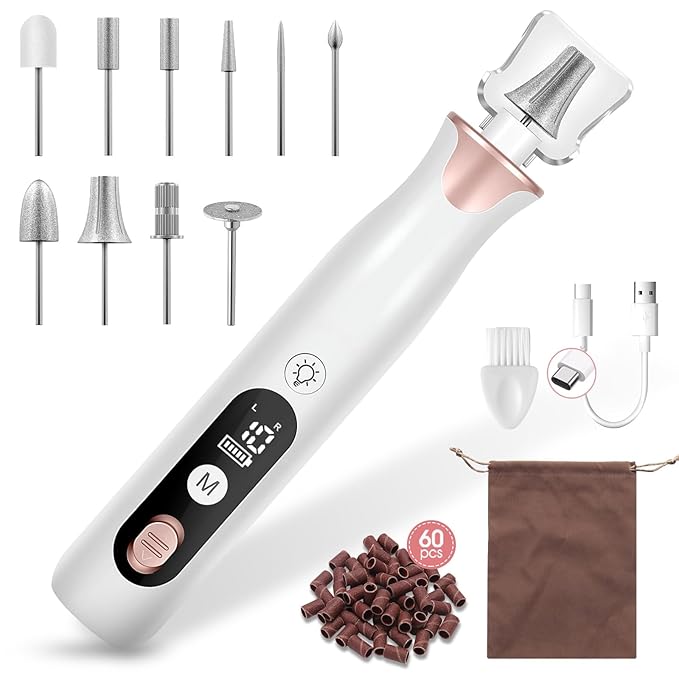 Electric Nail Drill Kit, Haootadiy Professional Manicure Pedicure Set Rechargeable with Nail Drill Bits Sanding Bands, Cordless Electric Nail File Buffer for Acrylic Gel Dip Powder Nails Grind Trim