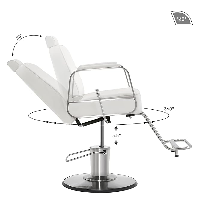BarberPub Salon Chair for Hair Stylist, All Purpose Hydraulic Barber Styling Chair, Beauty Spa Equipment 8548 (White)