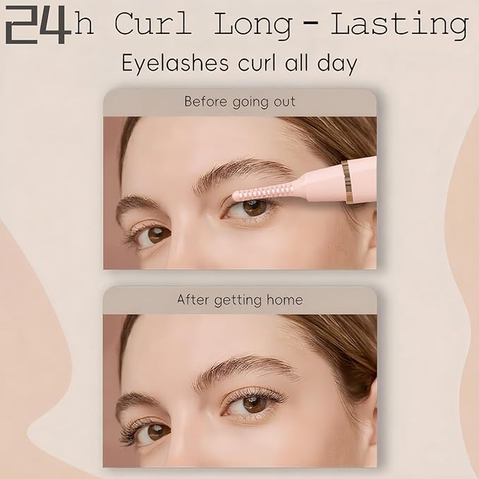 2025 Upgraded Heated Eyelash Curler – Fast 5s Heat-Up, USB Rechargeable Electric Eyelash Curler, 3 Temperature Modes, LED Display, Anti-Burn, 24H Long-Lasting Curl, Perfect Gift for Women (Pink)