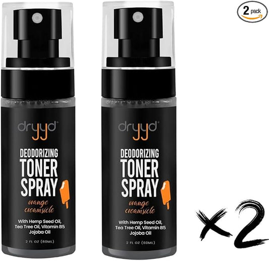 Deodorizing Toner Spray for Balls - Aluminum-Free Cooling Toner Ball Spray - Mens Groin Care - Ball Deodorant for Men with Tree Oil, Vitamin B5, and Jojoba Oil - Orange Creamsicle, 2 Pack