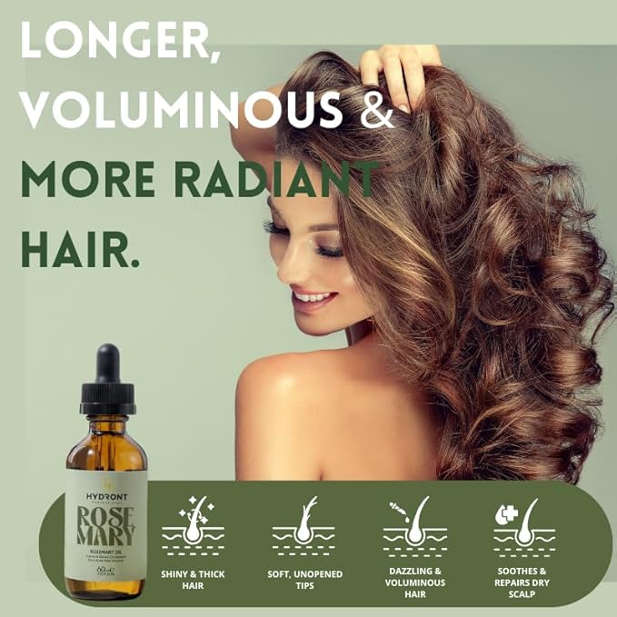 100% Natural Rosemary Hair Growth Serum Essential Oil - 60ml: Boost Hair Growth and Enhance Blood Circulation for Luxurious Locks, Mint