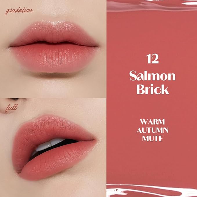 ETUDE Fixing Tint #12 Salmon Brick (4g) | Long Lasting High Pigmented Liquid Lipstick | Waterproof Lightweight Matte Finish Lip Stain | Full Coverage | Korean Makeup, Kbeauty
