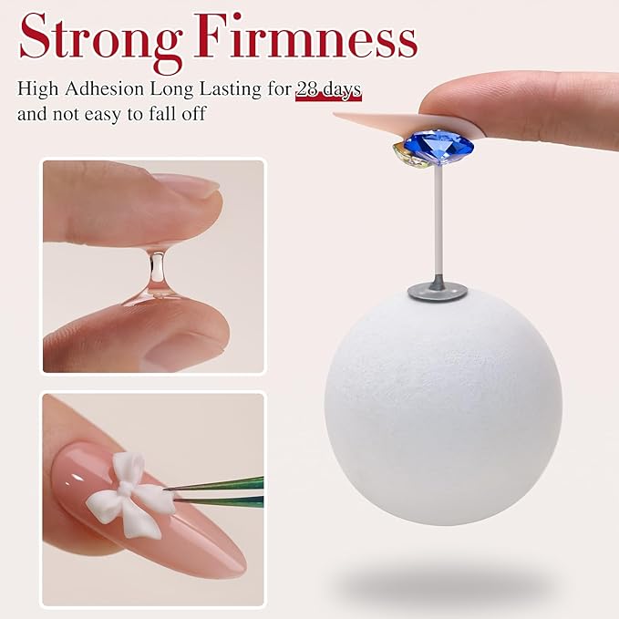 Double Rhythm 0.5 Oz 3D Nail Gel Art Sculpting No Wipe for Designs DIY Nail Art for Drawing, Molding,and Decoration (Clear Rhinestone Glue)