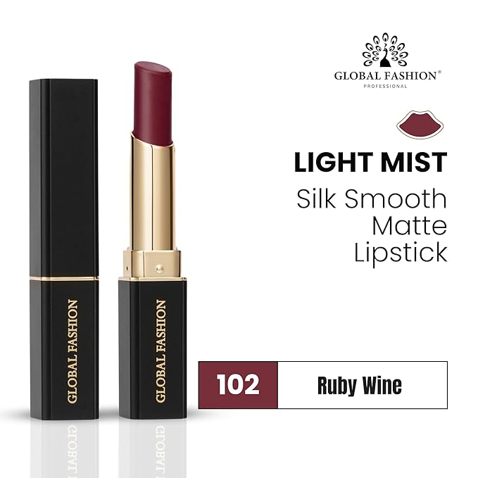 Global Fashion Silk Smooth Matte Lipstick – Long-Lasting, Luxurious Color, Rich Hydration, Lightweight Formula, Lightweight Matte Lip Color for Women, Available in Multiple Shades (102, 0.12 oz)