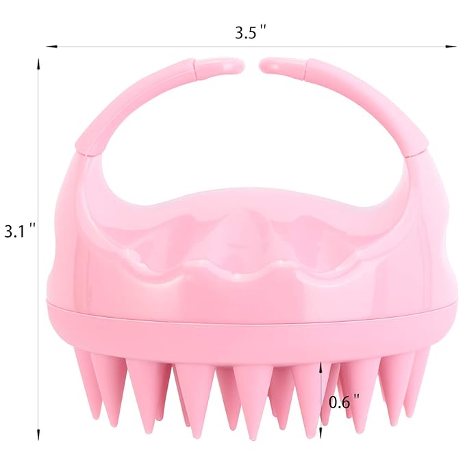 BTYMS Silicone Hair Scalp Shampoo Brush Scalp Massager Exfoliating Hair Cleaning Brush Head Scrubber for Shower - Pink
