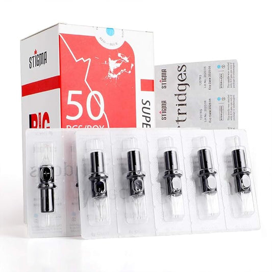 STIGMA Disposable Tattoo Cartridges Assorted Sizes 50pcs 1003RL 1005RL 1007RL 1009RL 1201RL 1203RL 1205RL 1207RL 1209RL 1211RL of Round Liner 0.3mm+0.35mm for Tattoo Supplies EN05-50KIT-C