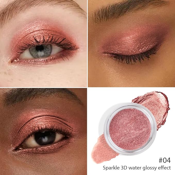 Rose Brown Mousse Single Eyeshadow Palette –Neutral Matte & Shimmer Eyeshadow,Mini Cream Glitter Eye shadow,Long Lasting Highly Pigmented Eye Makeup Compact Travel Siz Eye shadow for Older Women 04#