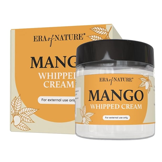 era of nature Mango Whipped Body Cream for Women 8oz - Lightweight Whipped Lotion with Pure Mango - Non-Greasy Body Butter Cream Lotion & Balm Moisturizer for Face, Hair & Dry Skin, Vegan Skincare