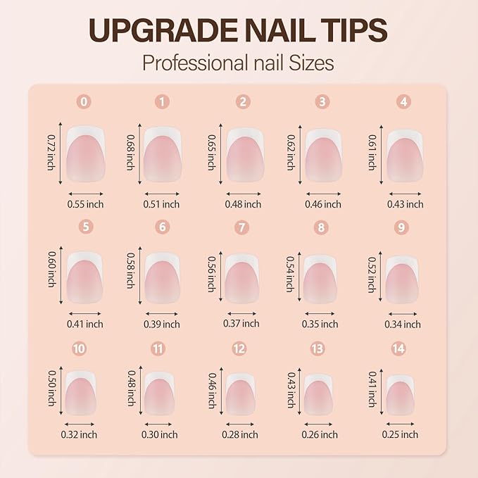 150Pcs French Gel Nails, Vansiho French Tip Press on Nails, Short Square Nail Tips Pink, Soft Gel Nails False Nail, Acrylic Fake Nails for Nail Art DIY 15 Sizes