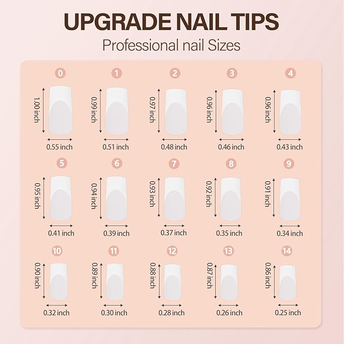 150Pcs French Gel Nails, Vansiho White French Tip Press on Nails, Milky White Long Square Soft Gel Nail Tips, Acrylic Fake Nails for Nail Art DIY 15 Sizes