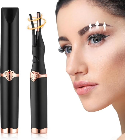 Electric Heater Eyelash Curler, Portable Rechargeable Eyelash Curler with USB, Women Eyelash Curlers for Daily Makeup, 3 Heat Modes and Smart Temperature Regulation (Black)