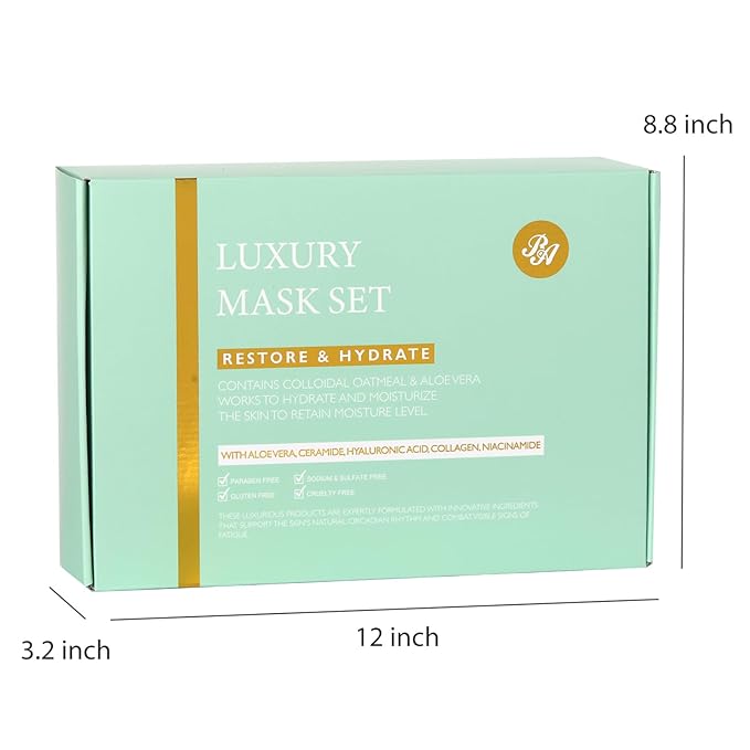 Tea Tree Face Sheet Mask Pack, 55Pcs Skin Care Set for Women & Men, Self Care Kit, Hydrogel Jelly Mask, Eye Gel, Under Eye Patches, Hyaluronic Acid Facial Serum, Christmas, Birthday,Mother Day, Dad