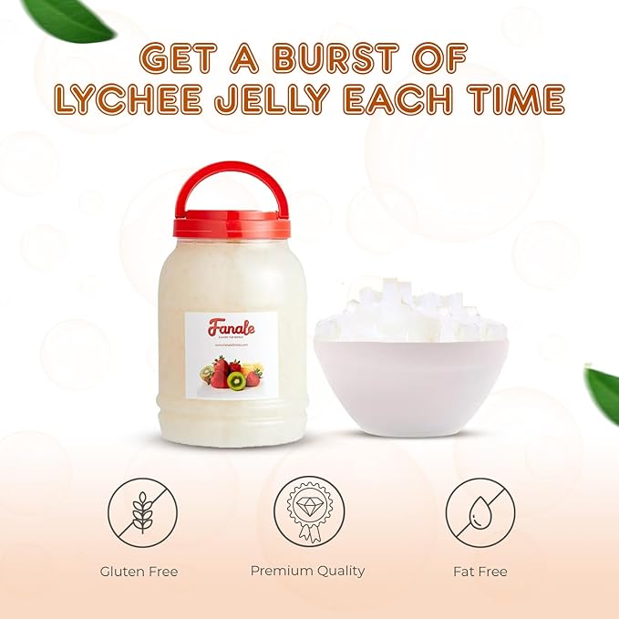 Fanale Coconut Jelly Topping nata de coco for Bubble Tea 8.3 lb | Lychee Jelly | for Boba Tea, Smoothies, Slushes, Desserts | 8.3 pound (Pack of 4) | JEL005-CS