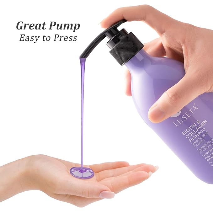 Luseta Biotin & Collagen Shampoo Thickening for Hair Loss & Fast Hair Growth - Infused with Argan Oil to Repair Damaged Dry Hair - Sulfate Free Paraben Free 33.8oz