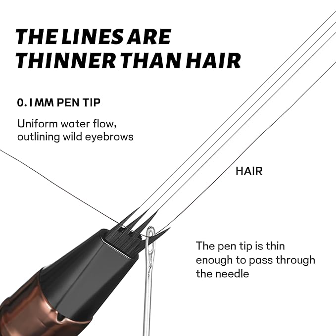 2 Pack 4-Tip Microblading Eyebrow Pen with 2 Brow Brushes, Waterproof Vegan Formula Eyebrow Pencils for Women to Effortlessly Create Natural Hair-Like Strokes, All-Day Wear (Dark Brown 2)