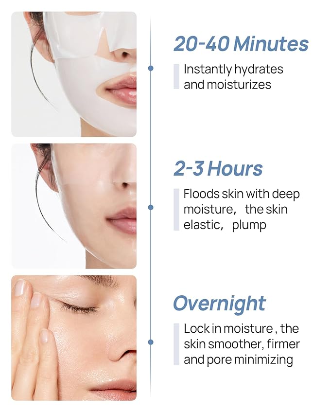 6 Pcs Bio-Collagen Face Mask, Overnight Hydrating Hydrogel Face Masks for All Skin Types - Fine Lines, Elasticity, Pore Minimizing, Firming, Glass Skin Korean Skin Care