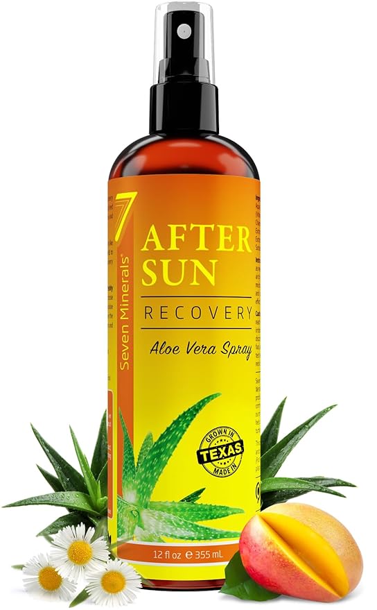 NEW After Sun Solar Recovery Spray with Aloe Vera - For Skin & Face with Instant Sunburn Relief. Unlike Regular Aftersun Spray, Ours Is Made From Freshly Cut Texas Aloe. With Mango & Chamomile (12 Oz)