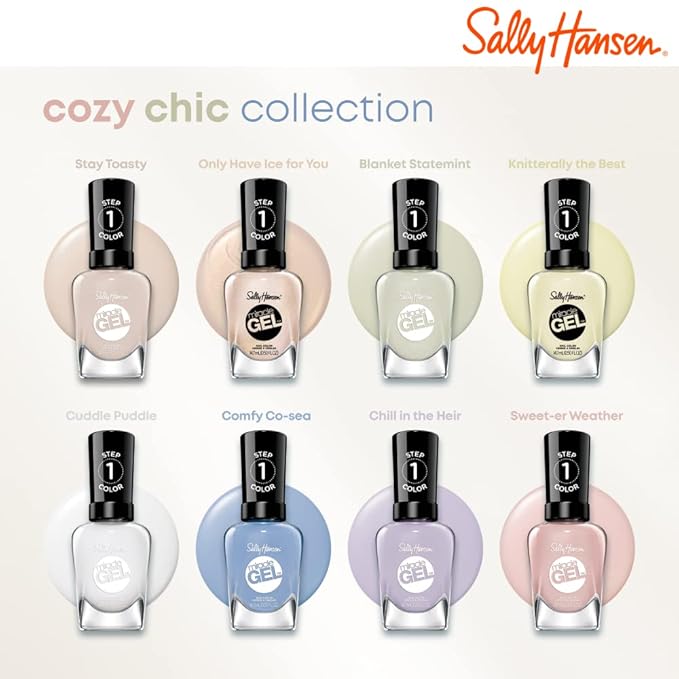 Sally Hansen Miracle Gel™, Cozy Chic Cuddle Puddle, Long Lasting, Gel-Like Formula, No UV Lamp Needed, White Nail Polish