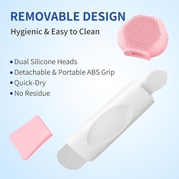 Silicone Face Scrubber, 3 in 1 Pore Brush Skin Scrubber Face Spatula with Face Mask Applicator Tool, Pore Cleaner, Blackhead Remover, Makeup Removal, Mud Mask, Body Lotion (Pink)
