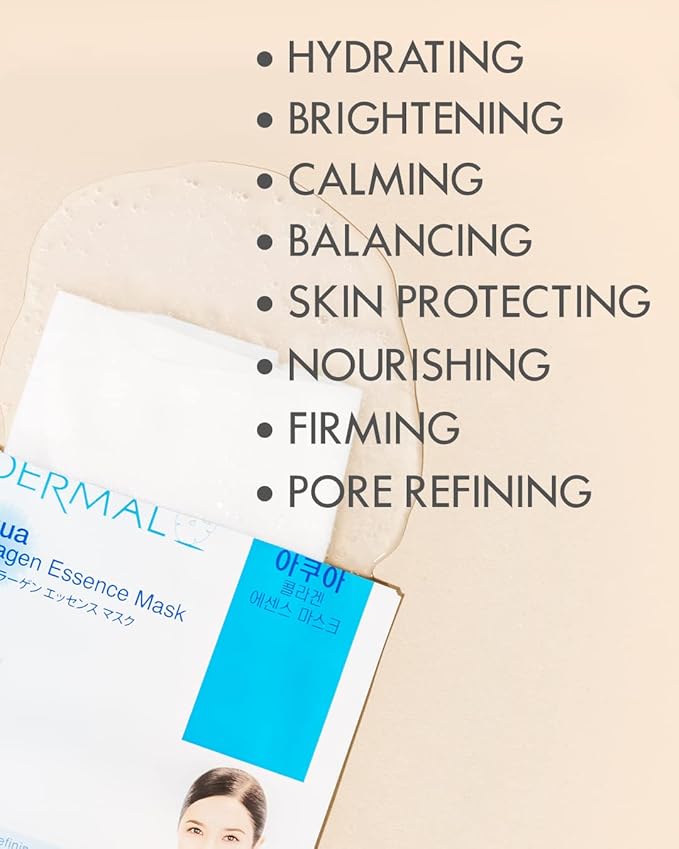 DERMAL A+B Korea Collagen Essence Full Face Facial Mask Sheet 32 Full Color SET