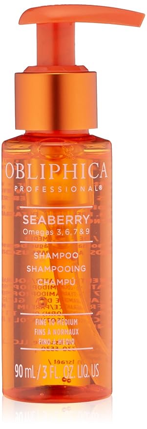 Obliphica Professional Seaberry Shampoo for Fine to Medium Hair, 3 Fl Oz - Improves Thickness, Prevents Hair Loss, Moisturizing, Essential Vitamin, Easy Application
