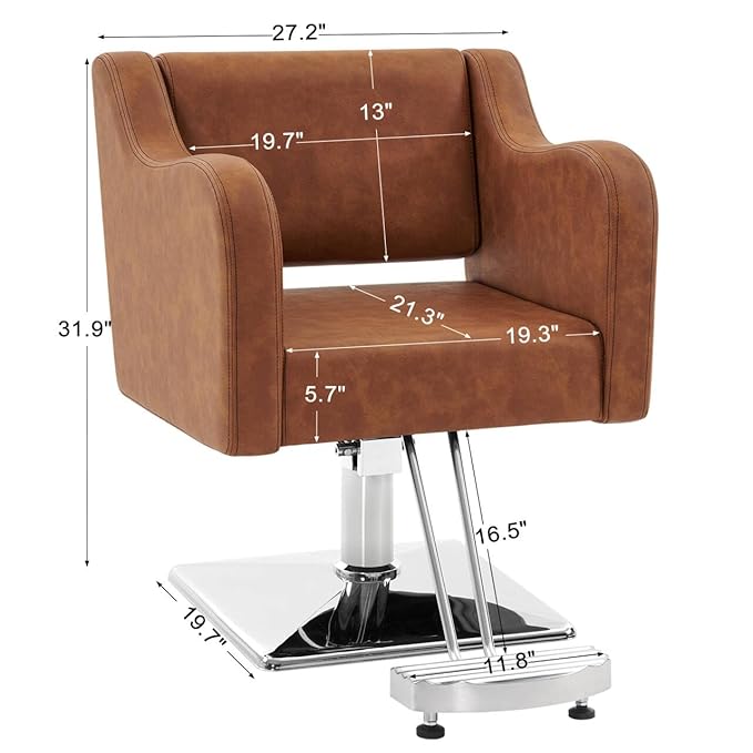 BarberPub Classic Salon Chair for Hair Stylist,Hydraulic Barber Styling Chair,Beauty Salon Spa Equipment 3802 (Brown)