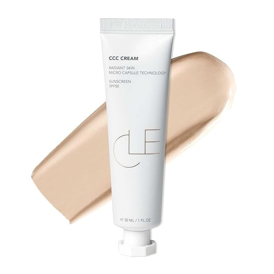 CLE Cosmetics CCC Cream (Neutral Fair 101 / SPF 50) - Color Correcting CC Cream with Sunscreen - Lightweight, Hydrating, Light to Medium Coverage Foundation - BB & CC Cream Hybrid - 1 fl oz