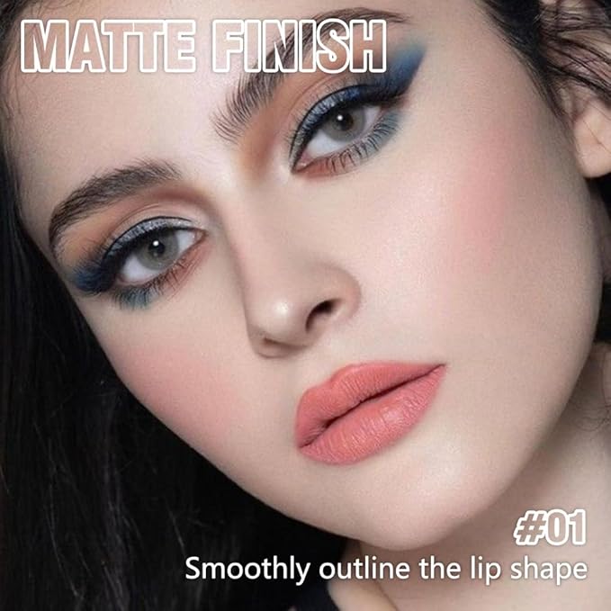 Rose Pink Matte Lipstick Crayon for Women, 24 Hour Lipstick Lip Liner Pencil Long Lasting Waterproof Smudge Proof, Vegan & Cruelty-Free, Neutral lip liner marker Easy Application Full Coverage B01#