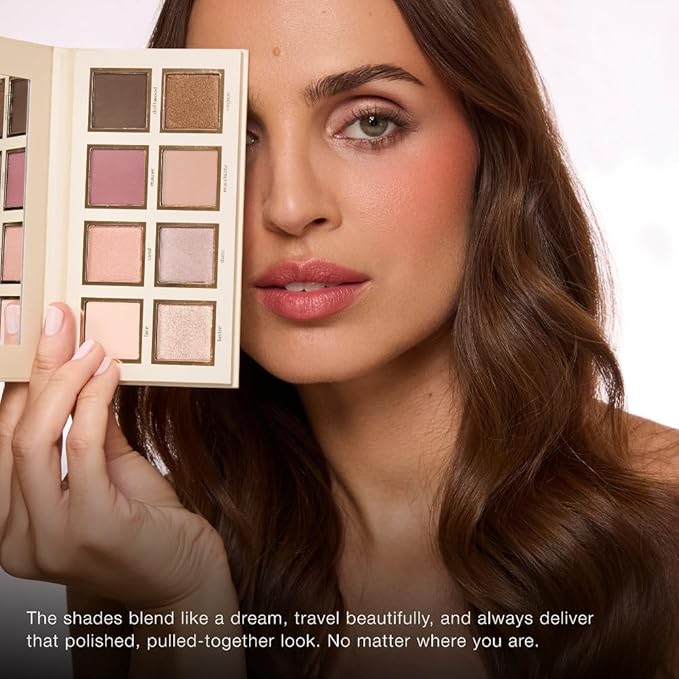 Jouer Prêt-à-Porter Eyeshadow Palette - 8 Matte & Shimmer Shades, Travel-Friendly with Mirror, Talc-Free Vegan Formula, 0.57oz