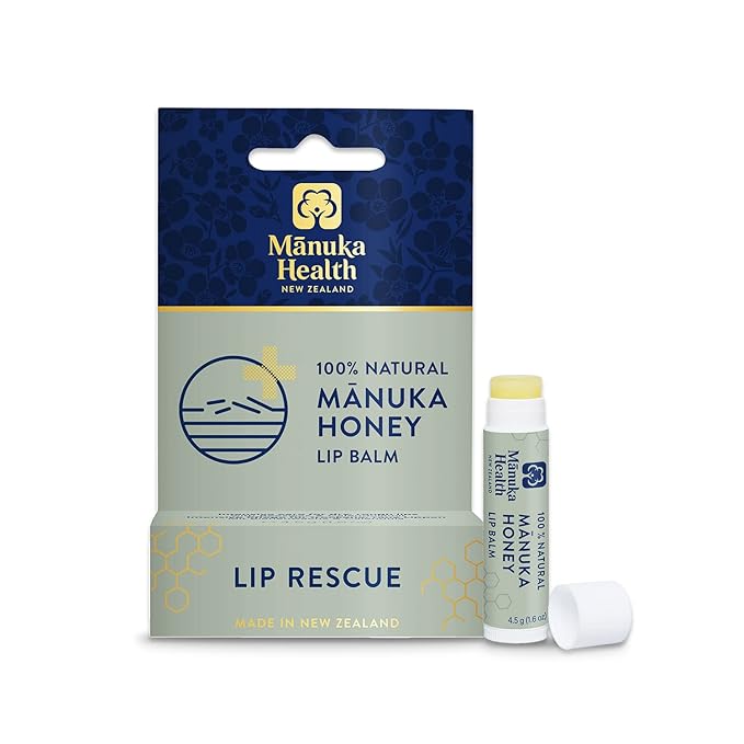 Manuka Health Lip Rescue - 0.16 oz Lip Balm for Dry Cracked Lips - 100% Natural Lip Balm with MGO 250+ Manuka Honey and Beeswax Provides Potent Lip Care