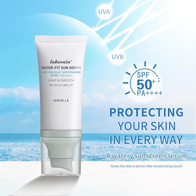 Centella Sunscreen SPF 50, Moisturizing Water-Fit Sun Serum, Face Sun Screen Long-Lasting Protection, Centella Madagascar Sunscreen, NO White Cast - Dry Oily Skincare For All Skin 50mL/1.69FL.OZ