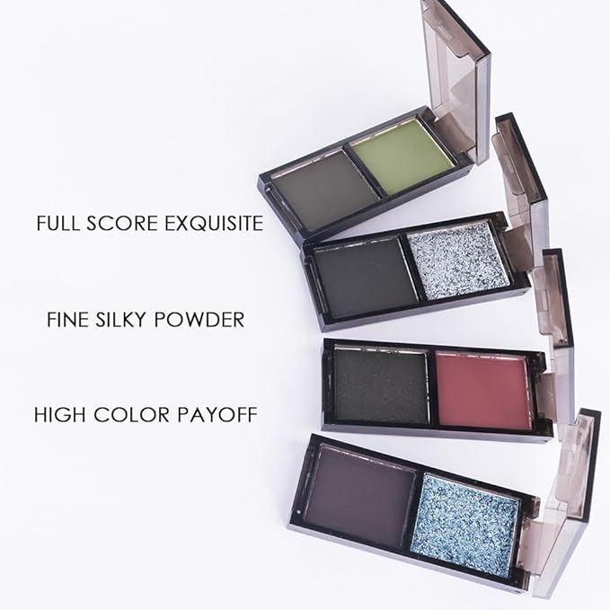 Wine Red Black Two Color Matte Shimmer Eyeshadow,Bright High Pigment Eye Shadow Powder,Professional Long-Lasting Waterproof Makeup Palette,Blendable,Easy-To-Apply and Compact for Travel