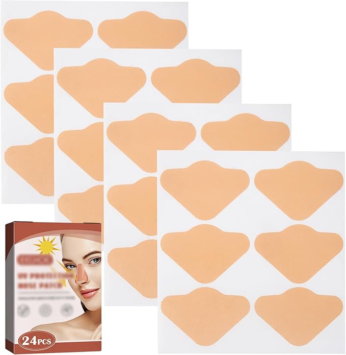 24 Pcs Skin Sun Protection Nose Patch Sunblock Guards for Sunscreen Golf Nose Bandage for Men Women Exposure Tanning Outdoor Sports Accessories, Beige