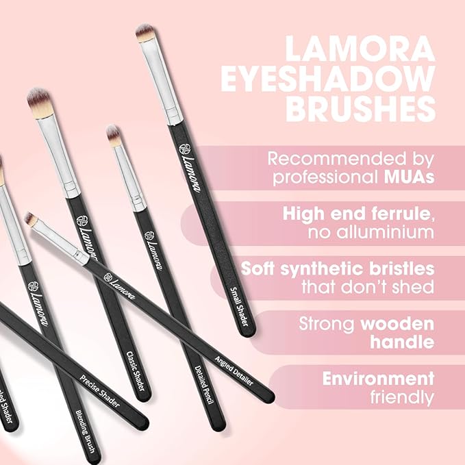 Eye Makeup Brushes Eyeshadow Brush Set - 7pcs Soft Synthetic Brush Kit - For Blending Eyeshadow, Eyeliner, Crease, Eyebrow - Long Lasting, Apply Better, Flawless Look Makeup