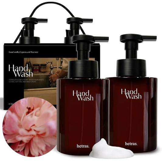 hetras. Perfume Bubble Hand Wash with Pump Dispenser 17.4 fl oz x 2 Pack | Bombshell - Floral & Fruity Scent | Hydrates & Cleanses Skin | Gentle & Mild Ingredients