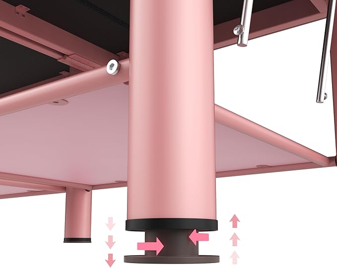 Folding Stationary Massage Table with Backrest and Storage Space, 6 Round Legs Metal Frame PU Leather, 30.5'' Wide × 75'' Long for Treatment Table Physical Therapy Table Spa Facial Bed, Pink