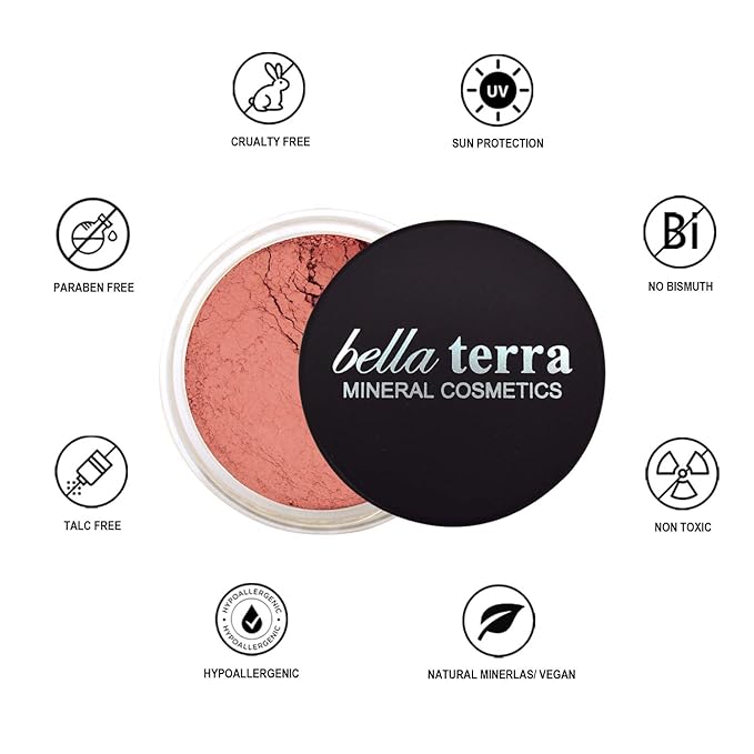 Bellaterra Cosmetics Mineral Loose Blush 9g | Buildable Color, Long-Wearing Powder with Illuminating Finish, Finely Milled Minerals for Smooth Blend and Natural Glow (Ambrosial Crush)