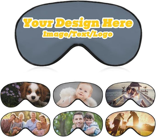 Custom Eye Mask Design Your Own Personalized Eye Shade Add Your Image Text Logo Light and Easy to Carry Effective Shadin Adjustable, SlateGray, 8.1"x4.1"