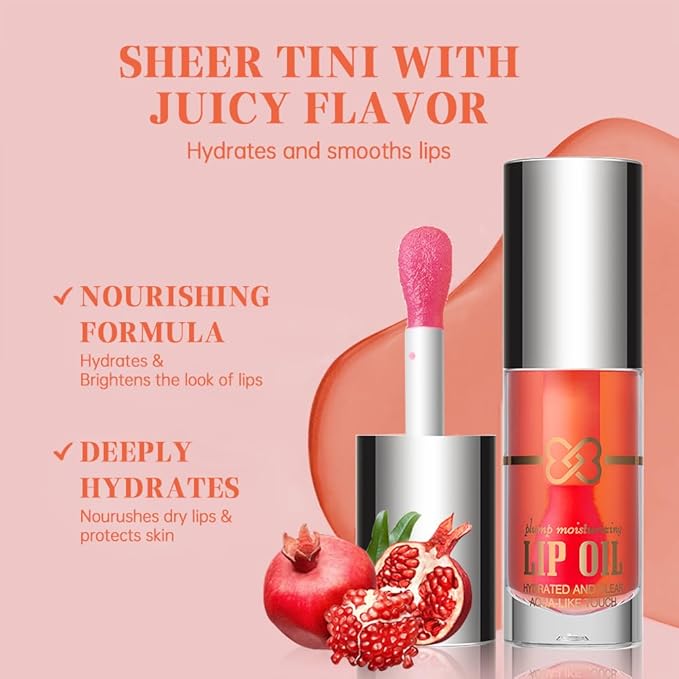 Nourishing Lip Oil, Deep Moisturizing Lip Balm Liquid, Non-Sticky High Shine Lip Gloss, Hydrating Lip Tint for Soft, Smooth, Healthy-Looking Lips, Lightweight Glossy Lip Care for Daily Use-3#