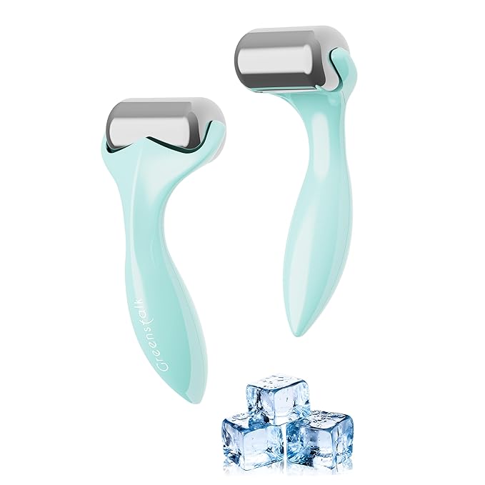 Greenstalk Ice Roller for Face & Eyes – Medical-Grade Stainless Steel Cooling Face Roller for Puffiness Relief, Dark Circles, Skincare Routine – Dual Cold & Warm Therapy, Ergonomic Design (1 unit)