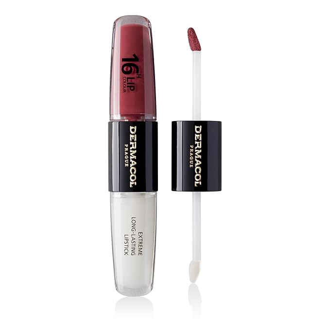 Dermacol NEW 16-Hour Lip Colour, Highly Pigmented Glossy Lip Stain, Two-Phase Lip Plumper Gloss, Kissproof Lip Makeup Products with Matte and Glitter Finish, n.35