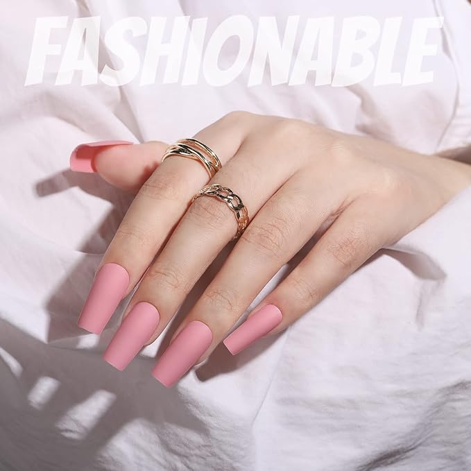 FANDAMEI Press on Nails Medium Square, 12 Packs 288PCS Acrylic Matte Square Fake Nails Full Cover Medium Length, Glue on Nails with 10g Nail Tips Glue, 12 Solid Color False Nails for Nail Art DIY