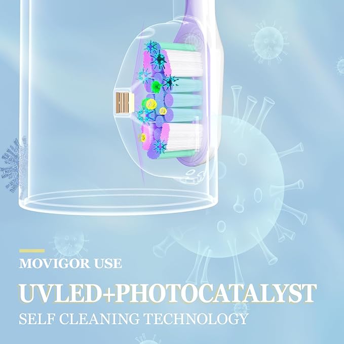 Foldable Electric Toothbrush for Adults – Dual UV Sanitization, 272 Sonic Modes, USB-C Rechargeable, 4 Brush Heads, Leather Travel Case, Portable Blue Toothbrush