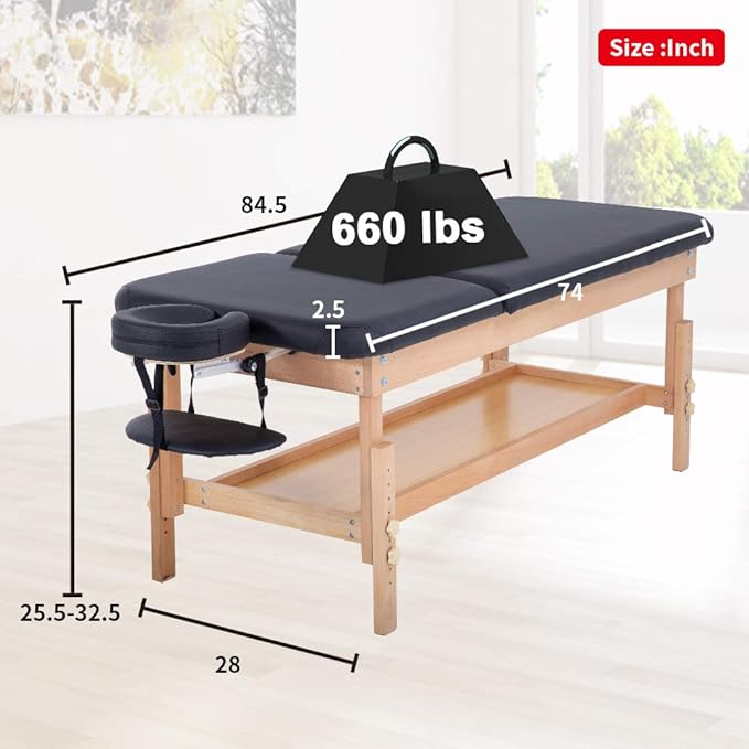 BestMassage Massage Table 28 inchs Wide Massage Bed Lash Bed Height and BackRest Adjustable Fixed Type Heavy Duty Spa Bed for Medical Recovery Professional Massage Family Physical Therapy