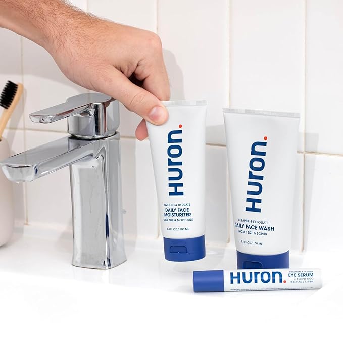 Huron Men’s Face Moisturizer – Lightweight, Soothing, Cooling Face Lotion for All-Day Lasting Hydration – Vegan, Phthalate Free, Sulfate Free, Paraben Free – 3.4 Fl Oz (2 Pack)