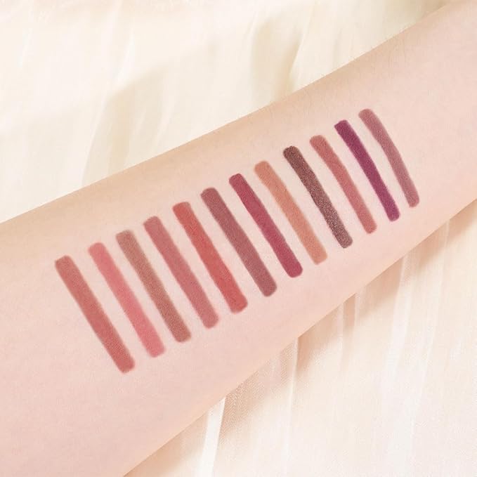 12 Colors Lip Liner Pencils Pack Set,12Pcs Natural Nude Brown Lipliner Bundle, Creamy Matte Labiales, Cool Tone Neutral Pink for Lip Makeup-set15